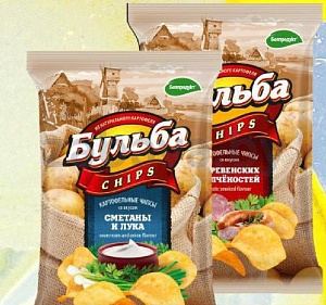 Чипсы «Бульба Chips» сметана и лук, деревенские копчености, 75 г