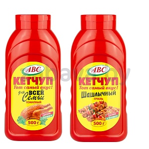 Кетчуп ABC «Для всей семьи», томатный/шашлычный, 500 г