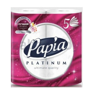 Бумага туалетная Papia Platinum, 5 слоев, 4 шт.