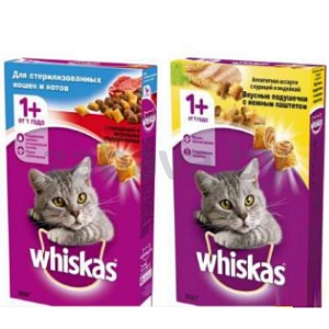 Корм д/кошек Whiskas, курица-индейка/говядина, 350 г