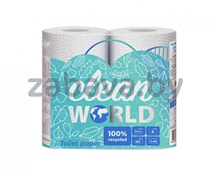Бумага туалетная Clean World, 2 слоя, 4 рулона