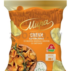 Снеки картофельные «Мира», жареные лисички со сметаной, 80 г