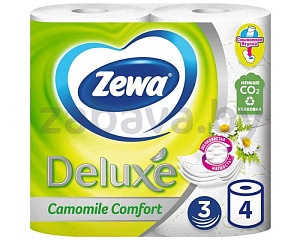 Туалетная бумага Zewa Deluxe, 3 слоя, 4 рулона, в ассорт.