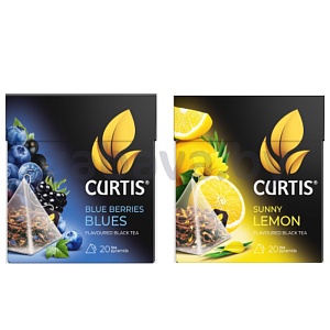Чай Curtis черный, Blue Berries или Sunny Lemon, 20 пирамидок