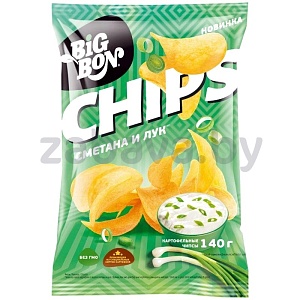 Чипсы картоф. Big bon, сметана-лук, 140 г