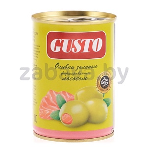 Оливки зеленые Gusto, фарш. лососем, 280 г