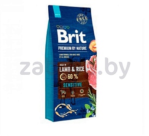 Сухой корм Brit Premium для собак, гипоаллергенный ягненок/рис, 15 кг