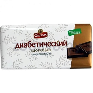 Шоколад диабетический «Спартак», горький с изомальтом, 90 г