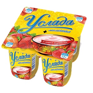 Продукт йогуртный «Услада», с соком клубники, РФ, 1,2%, 95 г