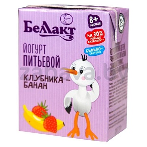 Йогурт питьевой «Беллакт», лесная ягода или клубника-банан, 210 г