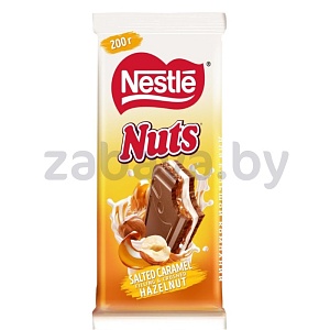 Шоколад молочный Nestle Nuts, солёная карамель, 200 г