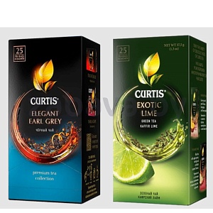 Чай черный/зеленый Curtis Elegant Earl Grey или Exotic Lime, 25 пак.