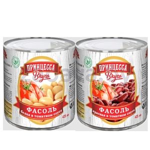 Фасоль «Принцесса вкуса», красная или белая в т/с, 420 г