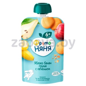 Десерт «Фруто Няня», яблоко-банан-груша с печеньем, 90 г