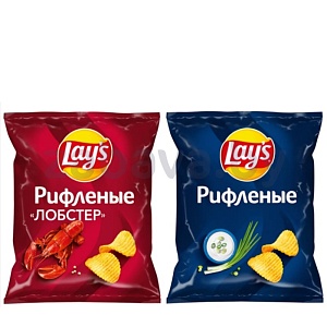 Чипсы Lay's, рифленые, лобстер или сметана-лук, 70 г