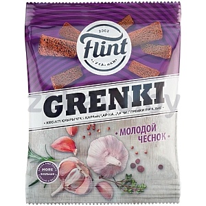 Гренки Flint Grenki, ржаные, 100 г, молодой чеснок