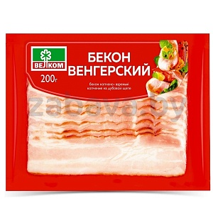 Бекон «Венгерский», к/в, нарезка, 200 г, «Велком»