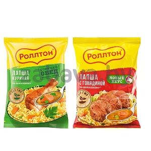 Лапша «Роллтон», по-домашнему, с курицей/говядиной, 85 г