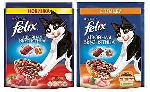 Сухой корм для кошек Felix двойная вкуснятина с мясом или птицей, 300 г