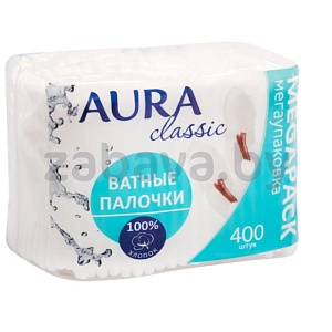 Палочки ватные Aura Classic, 400 шт.