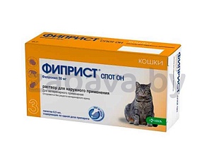 Капли на холку от блох и клещей для кошек «Фиприст Спот Он» 1-30 кг, 1 пипетка