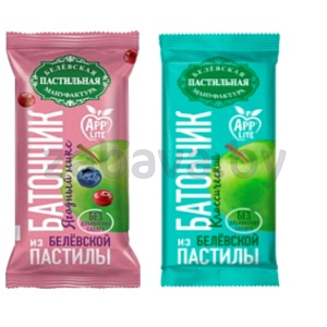 Батончик из пастилы «Белёвская», классич. яблочн. или ягодн. микс, 35 г