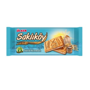 Печенье цельнозерновое Saklikoy, с молочной-кремов. начинкой, 100 г