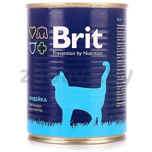 Консервы для взрослых кошек Brit, паштет с индейкой, 340 г