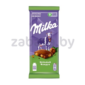 Шоколад Milka, молочный, цельн. фундук, 80 г