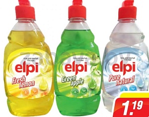 Гель для мытья посуды Elpi, 450 мл, в ассортименте