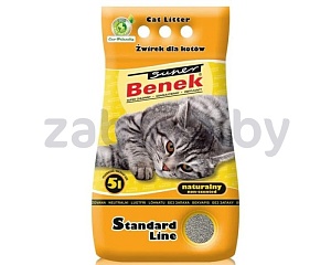 Наполнитель бентонитовый комкующийся Super Benek Standard Line без запаха, 5 л