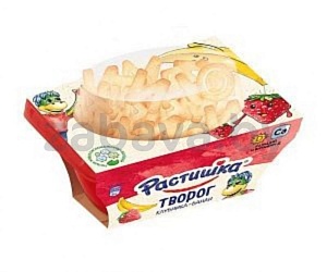 Творог «Растишка», клубника-банан с печеньем, 3,5%, 108 г