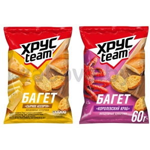 Сухарики «Хрусteam», «Багет», сырное ассорти/краб, 60 г