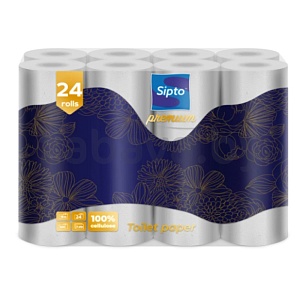 Бумага туалетная Sipto Premium, 3 слоя, 24 рулона