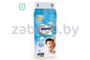 Подгузники Manu S, 4–8 кг, 93 шт.