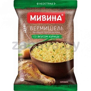 Вермишель «Мивина», 59,2 г, курица неострая, сыр или грибы