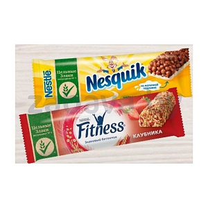 Батончик злаковый Nestle Fitness, 23 г, клубника/Nesquik