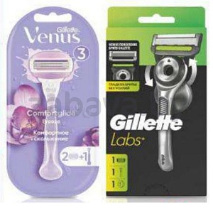 Станки для бритья Gillette, Venus Breeze или Labs, со сменными кас.