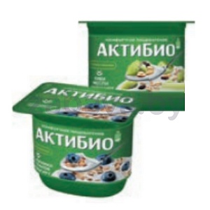 Биойогурт «АктиБио», 130 г, черника-злаки-лен или киви-мюсли