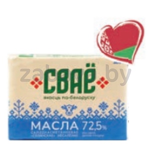 Масло «Сваё», крестьянское, 72,5%, РБ,180 г
