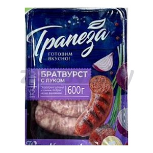 Братвурст из свинины «Трапеза», с луком, п/ф, 600 г