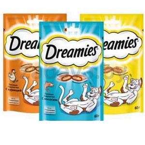 Лакомство д/кошек Dreamies, 60 г, в ассорт.