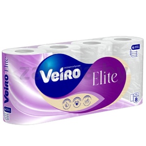 Бумага туалетная Veiro Elite, 4 сл., 8 рул.