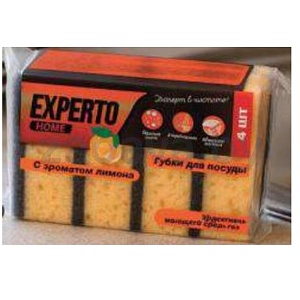 Губки для посуды Experto, лимон, 4 шт.