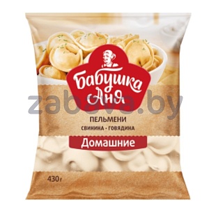 Пельмени «Бабушка Аня» «Домашние», свинина-говядина, зам., 430 г