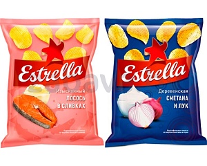 Чипсы рифленые Estrella, 125 г, в ассортименте