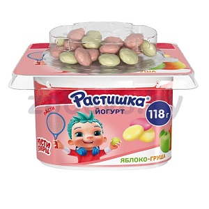 Йогурт «Растишка», яблоко и груша, 3%, 118 г