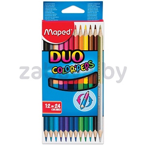 Цветные карандаши двусторонние Maped Duo, 12 шт.