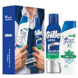 Шампунь 2в1 Head & Shoulders и пена для бритья Gillette, 200+200 мл
