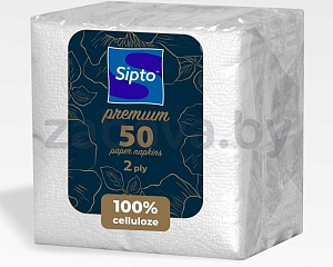 Салфетки бумажные Sipto Premium, белые, 2 слоя, 50 листов